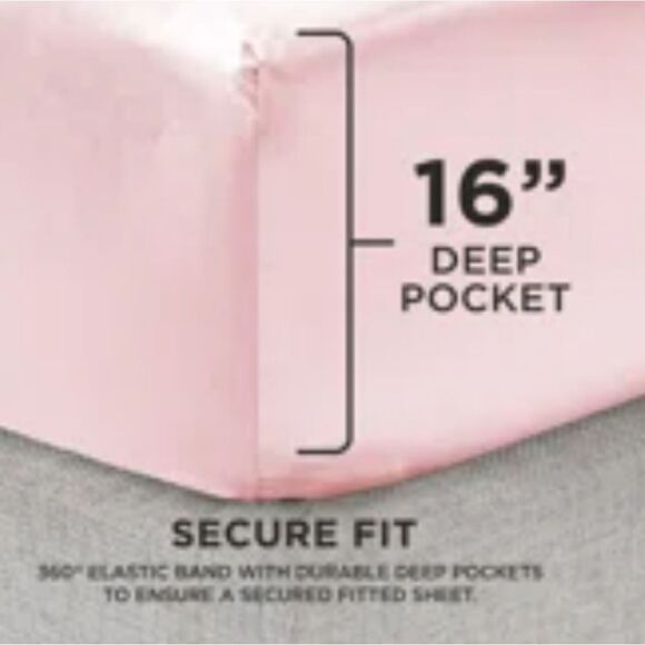 Juicy Couture The Rose Collection Silky Satin 4-PC King Sheet Set- Pink - Picture 3 of 13